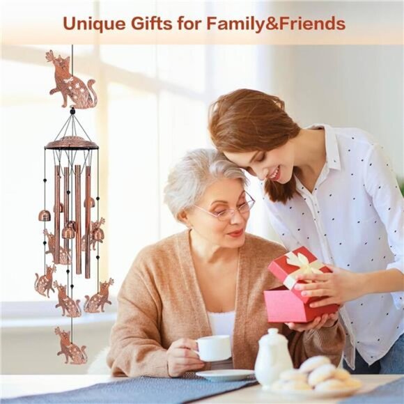 Cat Wind Chimes Outdoor Cat Gifts for Women/Men/Mom/Grandma/Wife/Friends - Picture 4 of 7